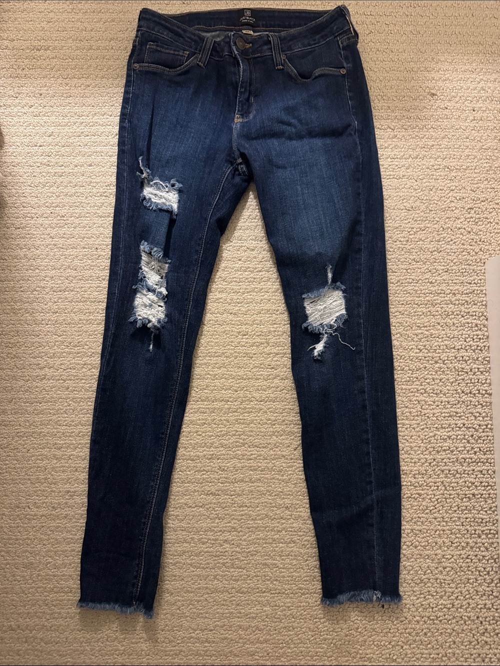 Just Black Dark Blue Ripped Skinny Jeans